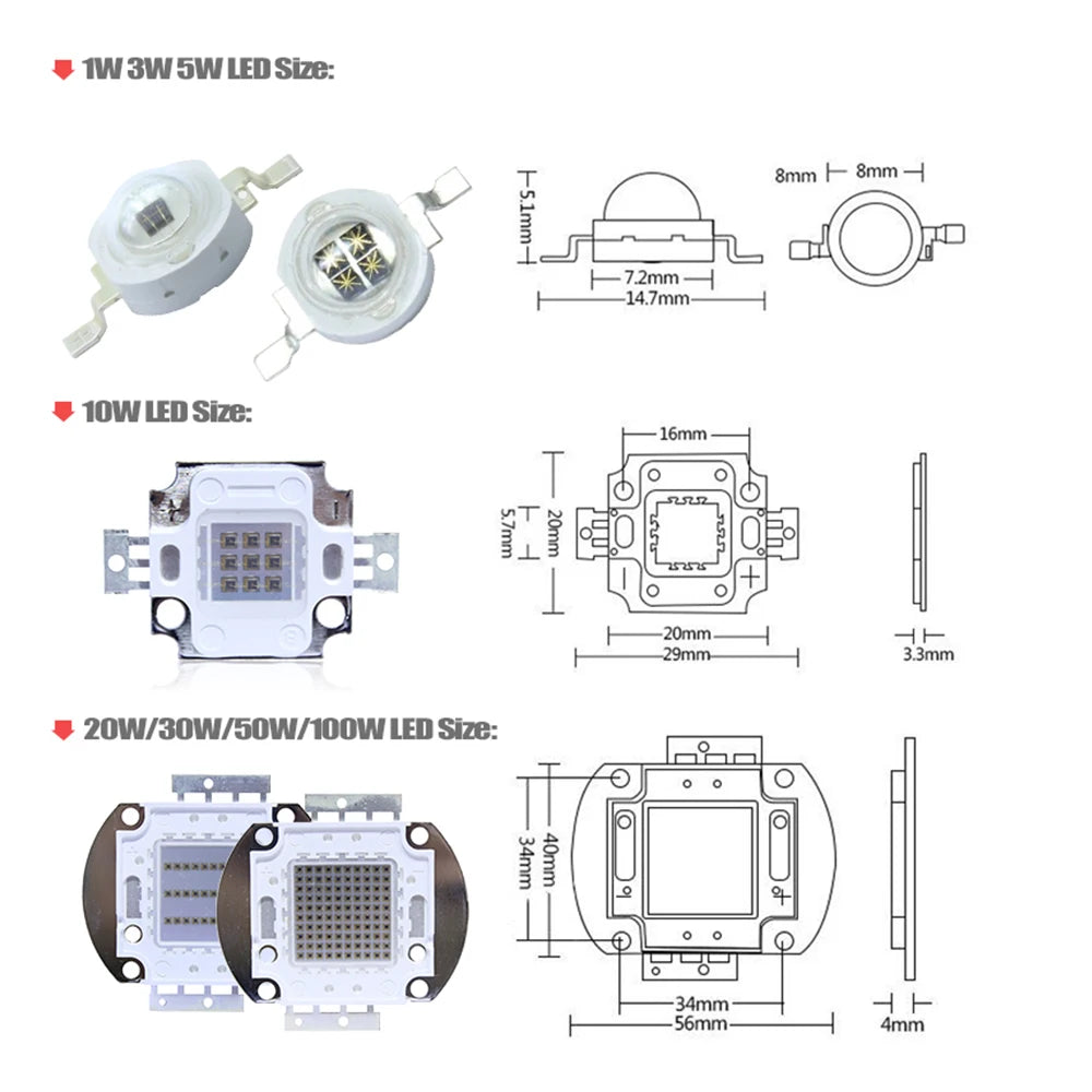 Infrared High Power LED Chips IR 850nm 940nm 730nm 3W 5W10W20W50W 100W Emitter COB integrated Light Lamp Matrix for Night Vision