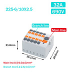 Wire Electrical Connectors PTFIX 2.5mm Wire Merging And Branching Device Push-in Terminal Block Connector Mount On Din Rail