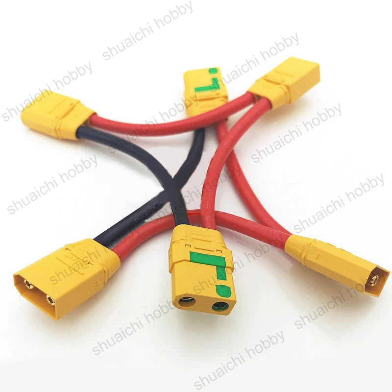 1PCS XT90-S Adapter Cable One Female to Two Male Connector Series Connection 10AWG Silicone Wire Anti Ignition Plug for RC Model