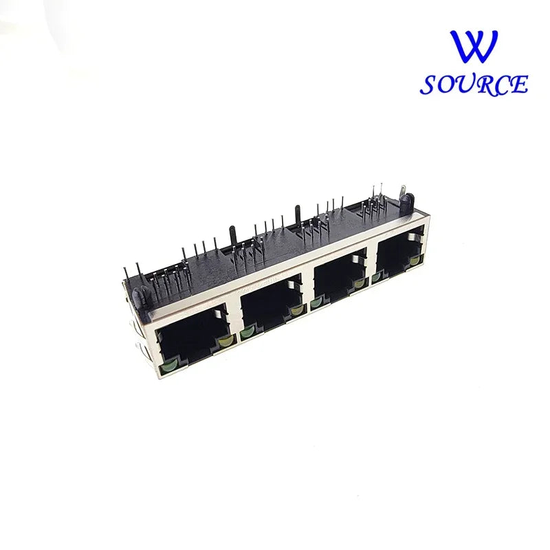 2PCS Metal RJ45 Network Jack PCB Vertical Female Socket Connector DIP 1X4 with LED Network Jacks for Enhanced Networking