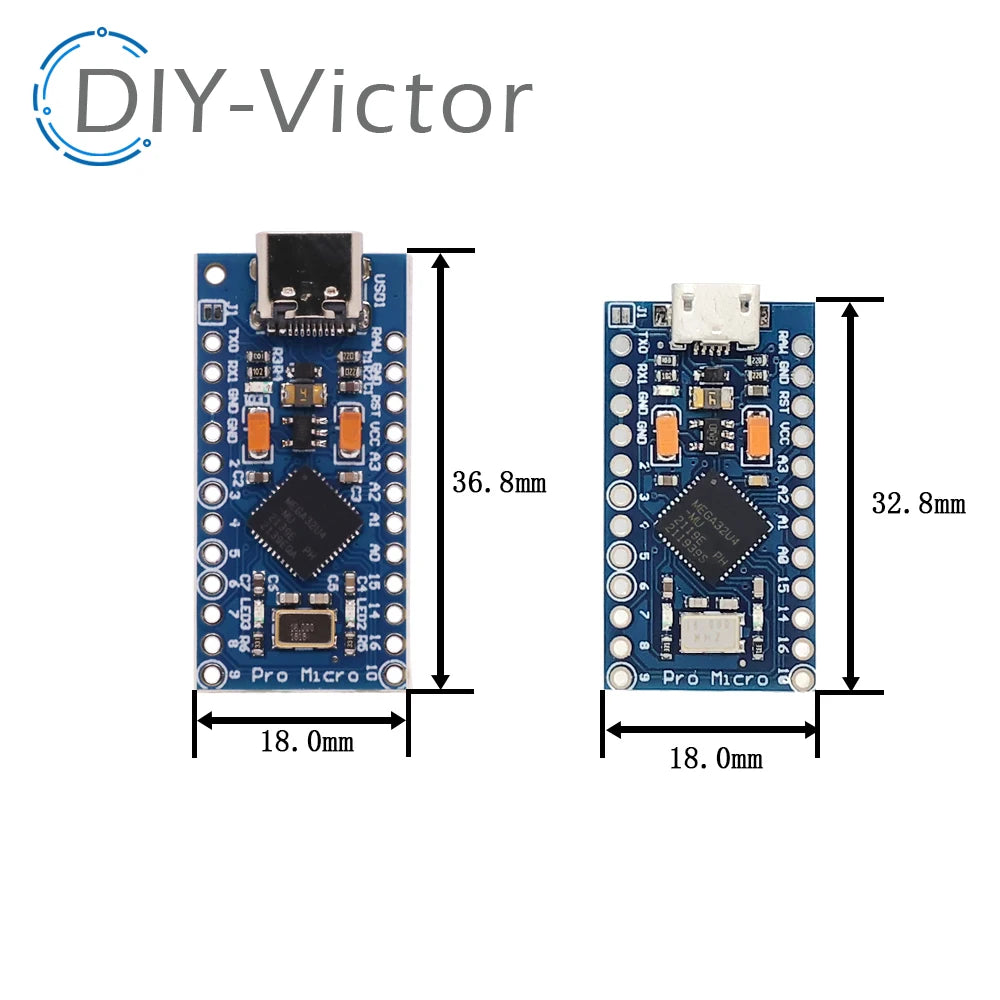New Pro Micro 3.3V 8Mhz For Arduino ATmega32U4 5V/16MHz Module With 2 Row Pin Header For Leonardo