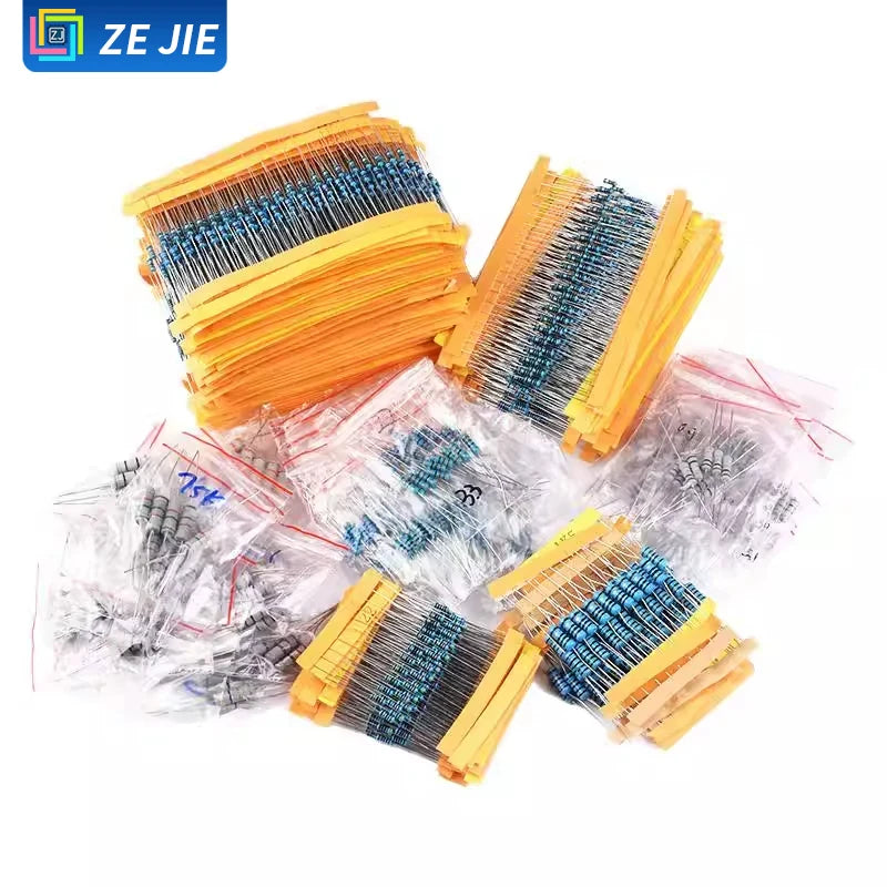 1/4W Metal Film Resistor Assortment Kit, 1/2W 1W 2W 3W 5W Through Hole Electronic Components Pack, 30/41/130 Kinds 1% Tolerance