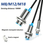 M8 Hall Magnetic Proximity Sensor Switch PNP/NPN NO NC 10-30V DC 3-Wire Sensing Distance 10mm IP67 Reed Proximity Sensor