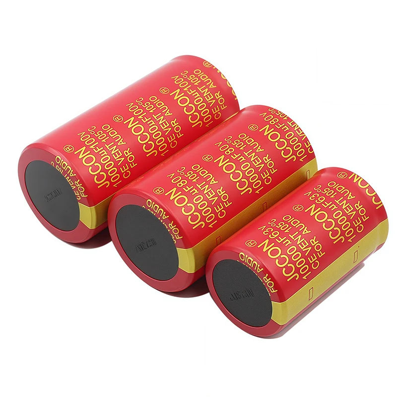 1pcs 50v 10000uf 63v10000uf 80v 10000uf JCCON Copper Pin Capacitors Audio Amplifier Filters Aluminum Electrolytic Capacitors Red