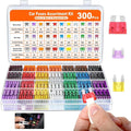 300pcs Of Car Blade Fuse Assortment Kit,160 Mini Blade Fuses, 50 Micro Fuse, 90 Standard Automatic Fuses For Cars RVs trucks mot
