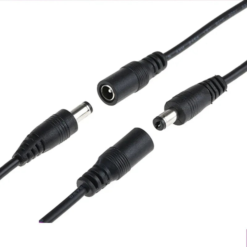 10pcs/lot Male Female DC Cable Power Adapter Connector 5.5x2.1mm Plug Adapter Wire for TV Camera LED Strip Tape Light wholesale