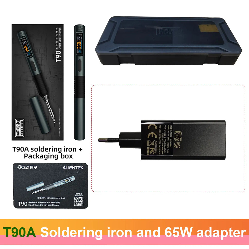 ALIENTEK T90 Soldering Iron PD3.1 140W Adjustable Temperature 80-450℃ Precision Welding Solder Kit T245 T210 Welding Tool