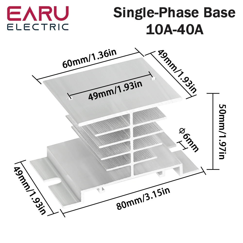 1Pcs 10A-200A New Single Phase Three Phase Solid State Relay Module Heat Sink SSR DA AA DD Aluminum Fins Radiator Din Rail Mount