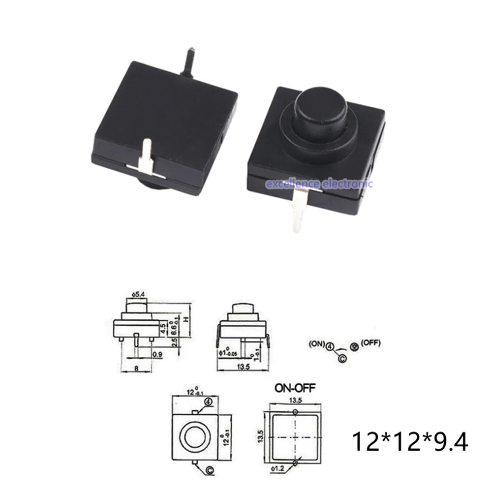 72PCS/Box Tactile Push Button Switch 1212 1813, Clicky On/Off Switch for LED Flashlight Headlamp Torch Lantern DIY Parts