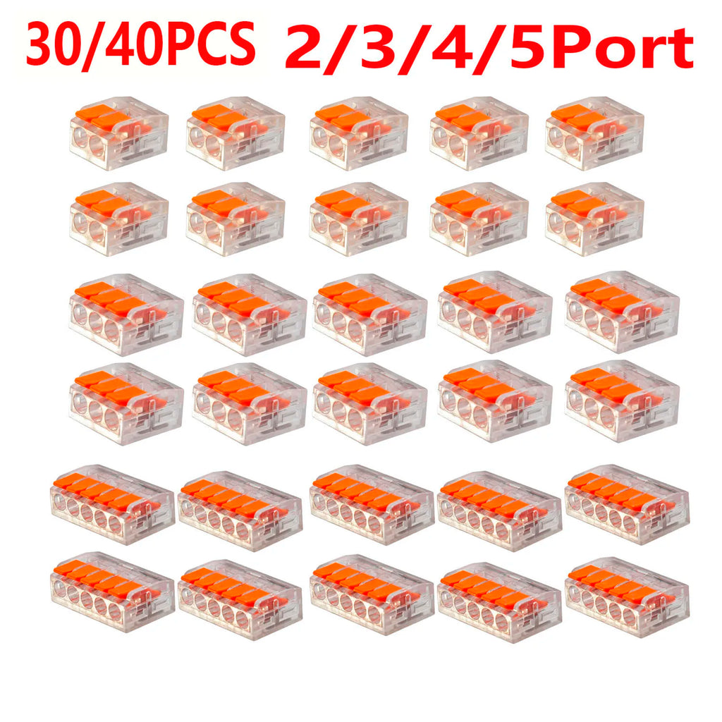 30/40PCS  Orange Combination Cable Connectors 2-Port/3-Port/4-Port/5-Port Quick Cable Electrical Sheath Connection Termina