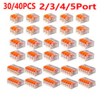 30/40PCS  Orange Combination Cable Connectors 2-Port/3-Port/4-Port/5-Port Quick Cable Electrical Sheath Connection Termina