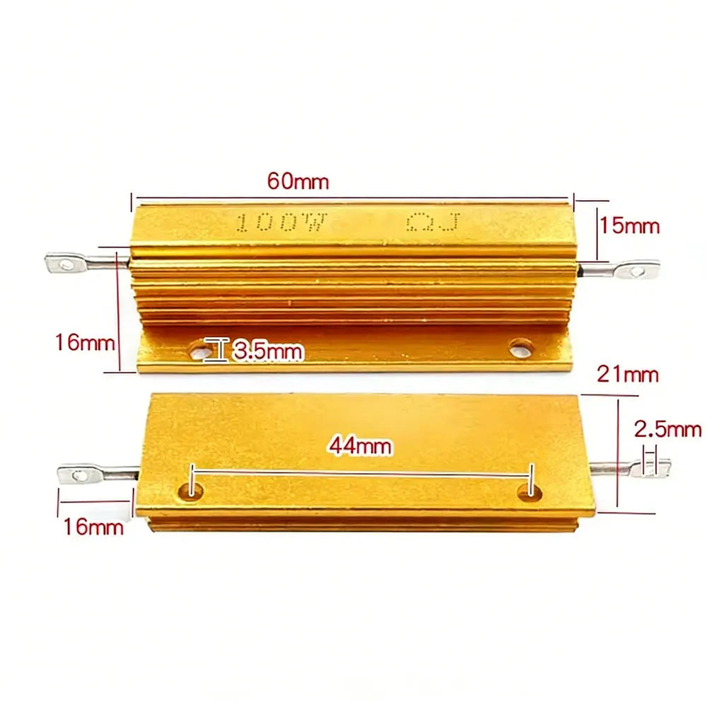 2PCS 10W 25W 50W 100W Aluminum Power Metal Shell Case Wirewound Resistor 0.1R 0.2 0.5 1K 2 3 4 5 6 8 10 12 15 20 30 50ohm RX24