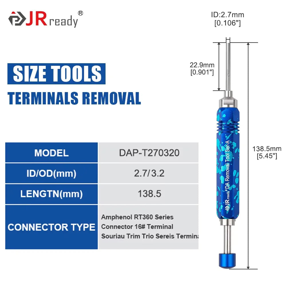JRready Terminal Extractor Tool For HARTING/TE&AMP 4.2/6.35/2.13/CPC&Molex&Delphi Weatherpack&Amphenol RT360 Series Connectors