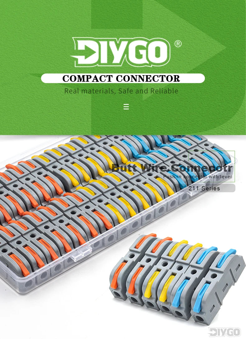 Boxed 34PCS Lever Quick Home Wire Connectors Terminals Conductor Spliceable Butt Wiring Block Reusable Electrical Connectors