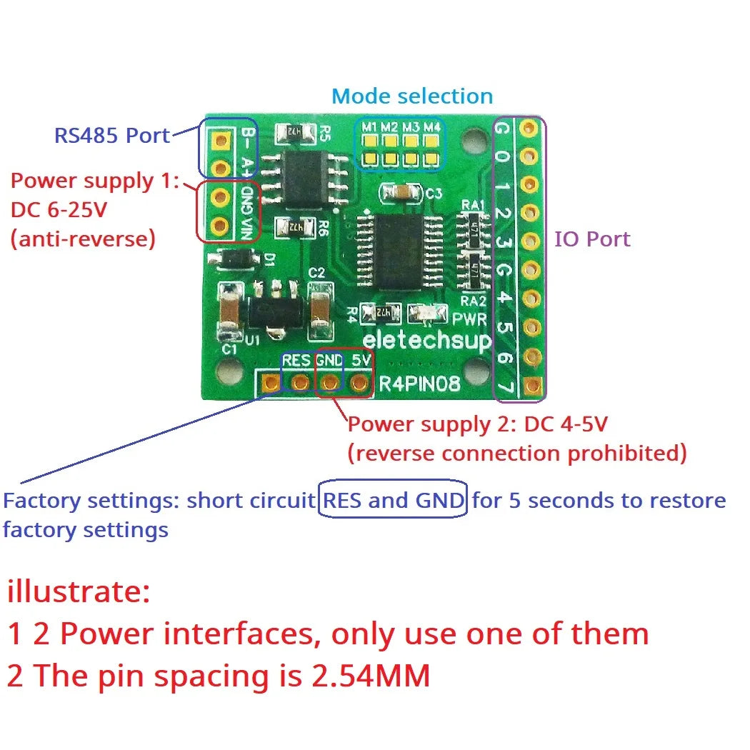 DC 5V 12V 24V 8DI/8DO/4DI-4DO/2DI-6DO/6DI-2DO RS485 Bus Core Board for Raspberry Pi Arduino ESP32 PLC Network Control
