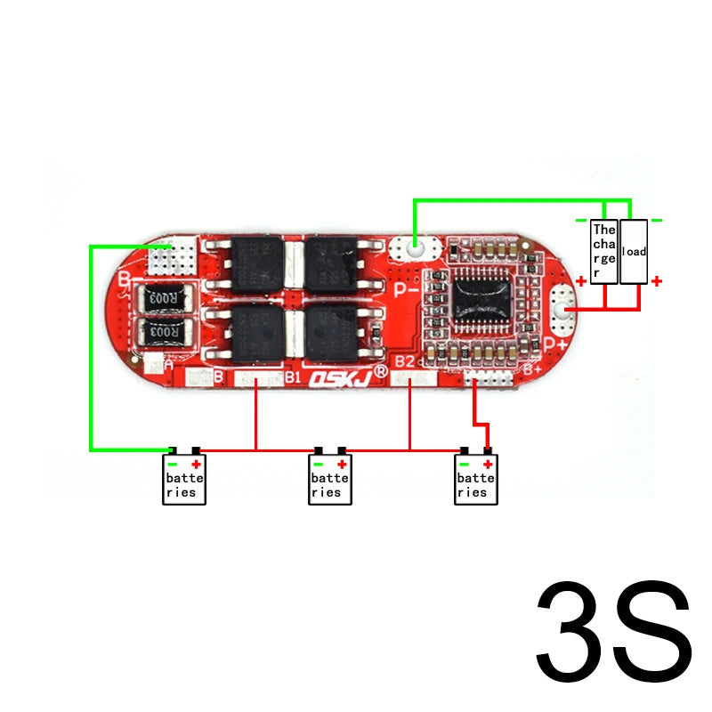 3S 25A 18650 Li-ion BMS Board 11.1V/12.6V Power Tools E-Bike E-Scooter Raspberry Pi Arduino DIY Kit Power Bank TP4056 LM2596