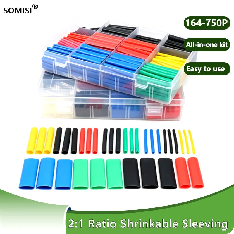 WeluvFit 2:1 Heat Shrink Tubing 164-750P Eventronic Cable Wrapping Electrical Insulation Heat Shrink Wrapping Kit DIY Cable Kit