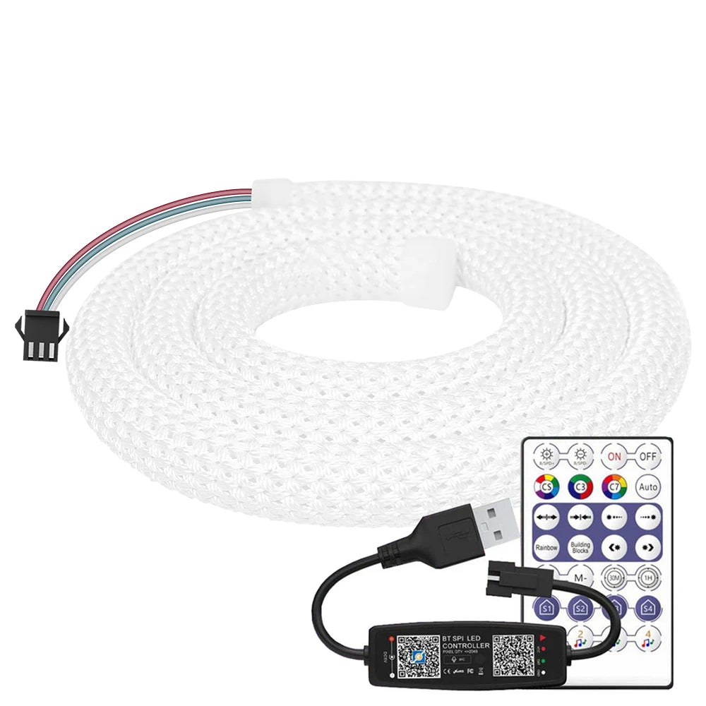 WS2812B WS2811 DC5V Round Reticulate Pattern Neon LED Strip 50Leds/m 360 Degree Smart RGBIC Flexible  Silicone Light Tape IP67