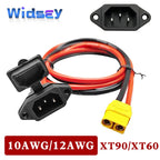 XT60/XT90 To C14 3pin Male Female Power Socket 10AWG/12AWG Battery Car Charging Wire Connector New Energy E-bike Charging Cable