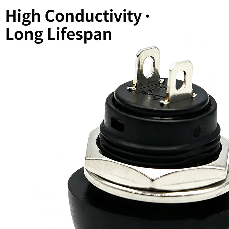 6PCS PBS-33B 12mm 2Pin Waterproof Momentary Push Button Switch 12V 1A Mini Reset Non-Locking Red Green Yellow Blue White Black