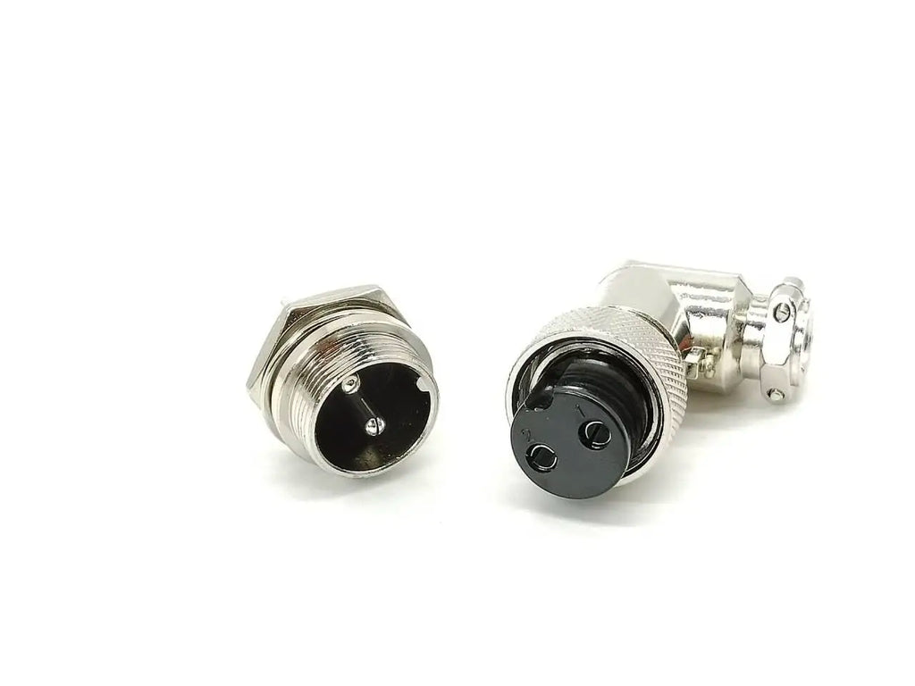 GX20 Aviation Connector 2 Pin Plug And Socket Threaded Front Panel Mount Rear Locking Solder Terminals Silver Plated Contacts
