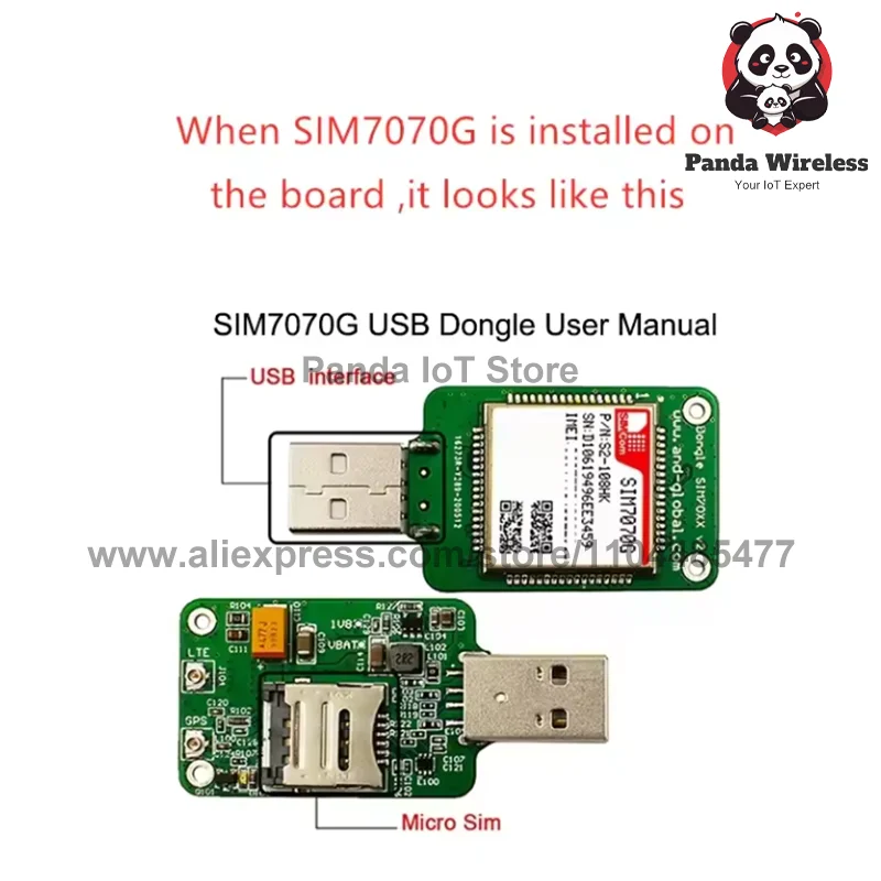 SIMCOM-Multi-Band USB Dongle with SIM, NB-IoT, GPRS Module for SIM7000, SIM800F, SIM900, LTE, CAT-M, CAT-NB, GSM
