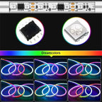 TUYA Neon LED Strip Lights Silicone Neon Rope Light 5-24V 84LEDs/M with Music Sync RGBIC Dreamcolor Chasing Strip Tape for Room