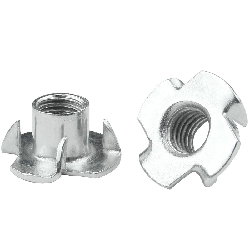 90Pcs M3-M8 Four Prong T-Nuts Kit, Blind Insert Captive Nuts for Wood Furniture, Assorted Woodworking Hardware