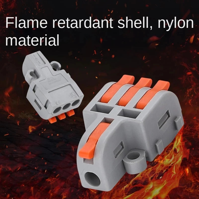 Fast Universal Compact Conductor Junction Box Spring Splice Terminal Block Push-in Wire Connector Cable Splitter 1 in 3/4 out