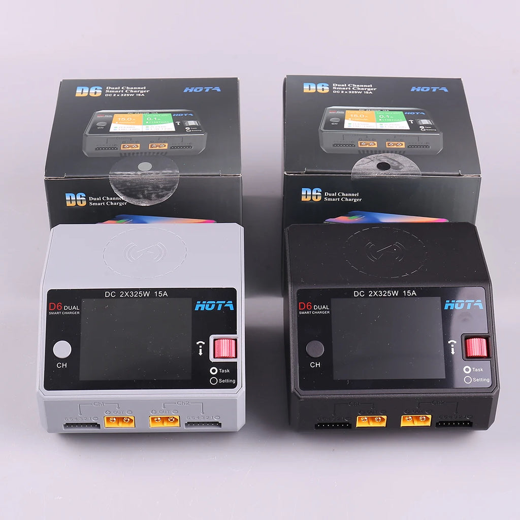 HOTA D6 DC650W 15A Dual Smart Charger Maximum current 1600mA Built-in Micro USB for 1-6S Lipo LiHV/NiZn/Nicd/NiMH Battery