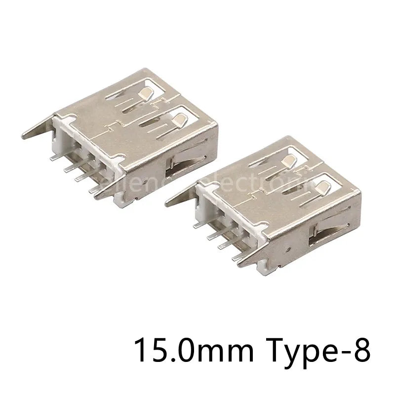 10 Pieces USB Type A Female Socket 180 Degrees Vertical 4pins USB Interface AF 13.7mm / 15.0mm