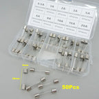 50Pc/box 6x30mm fast Blow Glass Tube mix Fuse Assorted Box mix Kits T 0.5A 1A, 2A, 3A, 5A, 6A, 8A, 10A, 15A, 20A 3cm 6x30 c1