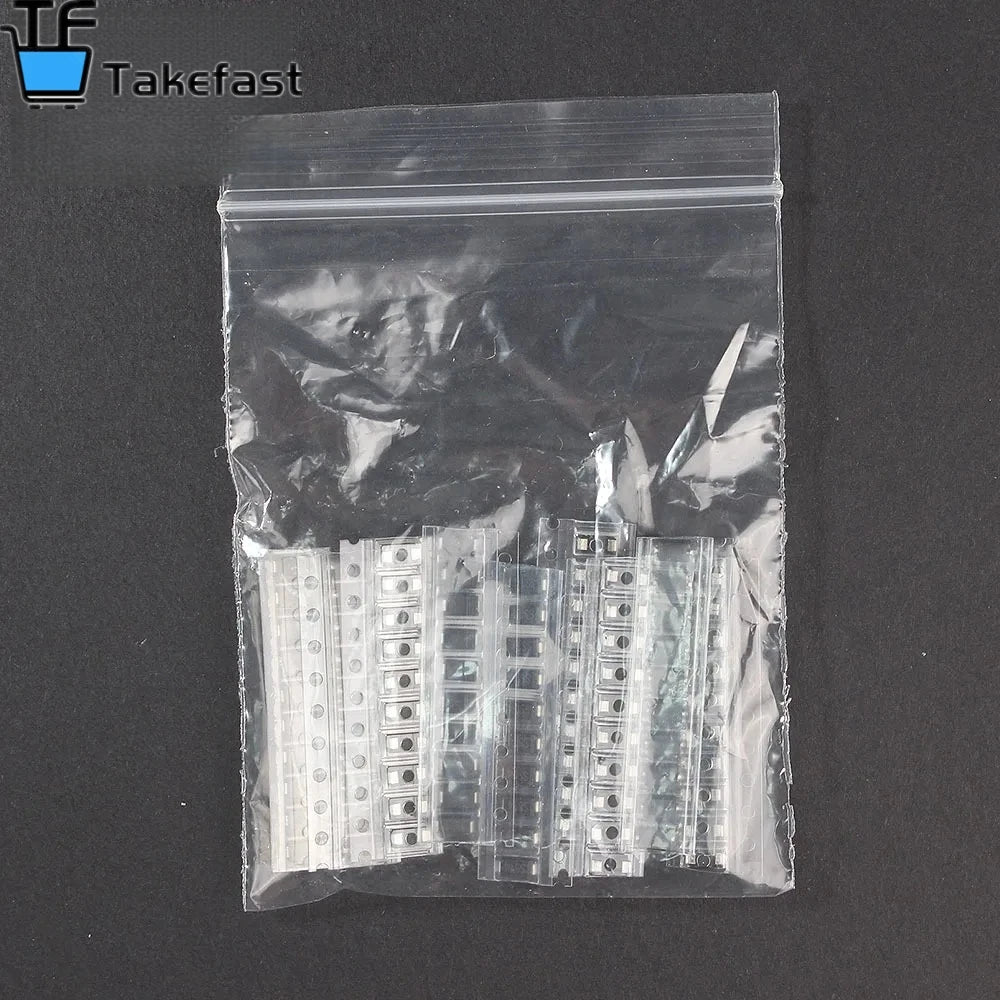 Takefast 90pcs SMD Diode Kit 1N4007 1N4001 1N4004 SS14 SS16 SS24 SS26 SS34 SS36 9 Values X10pcs Rectifier Diodes Schottky