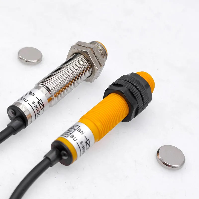 SJM12-10D1 Metal Hall Sensor Plastic Magnetic Proximity Switch M12 NPN DC 6-36V Normally Open 200mA DC 2 Wire NO 10mm