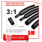 5M 4:1 Heat Shrink Tube With Glue Thermoretractile  Shrinkable Tubing Dual Wall 4 6 8 12 16 18 20mm