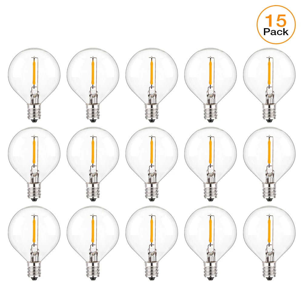 G40 LED String Light Replacement Bulbs E12 220V 110V Globe Light Bulb Warm White 2200K 10W Equivalent Indoor Outdoor Decor