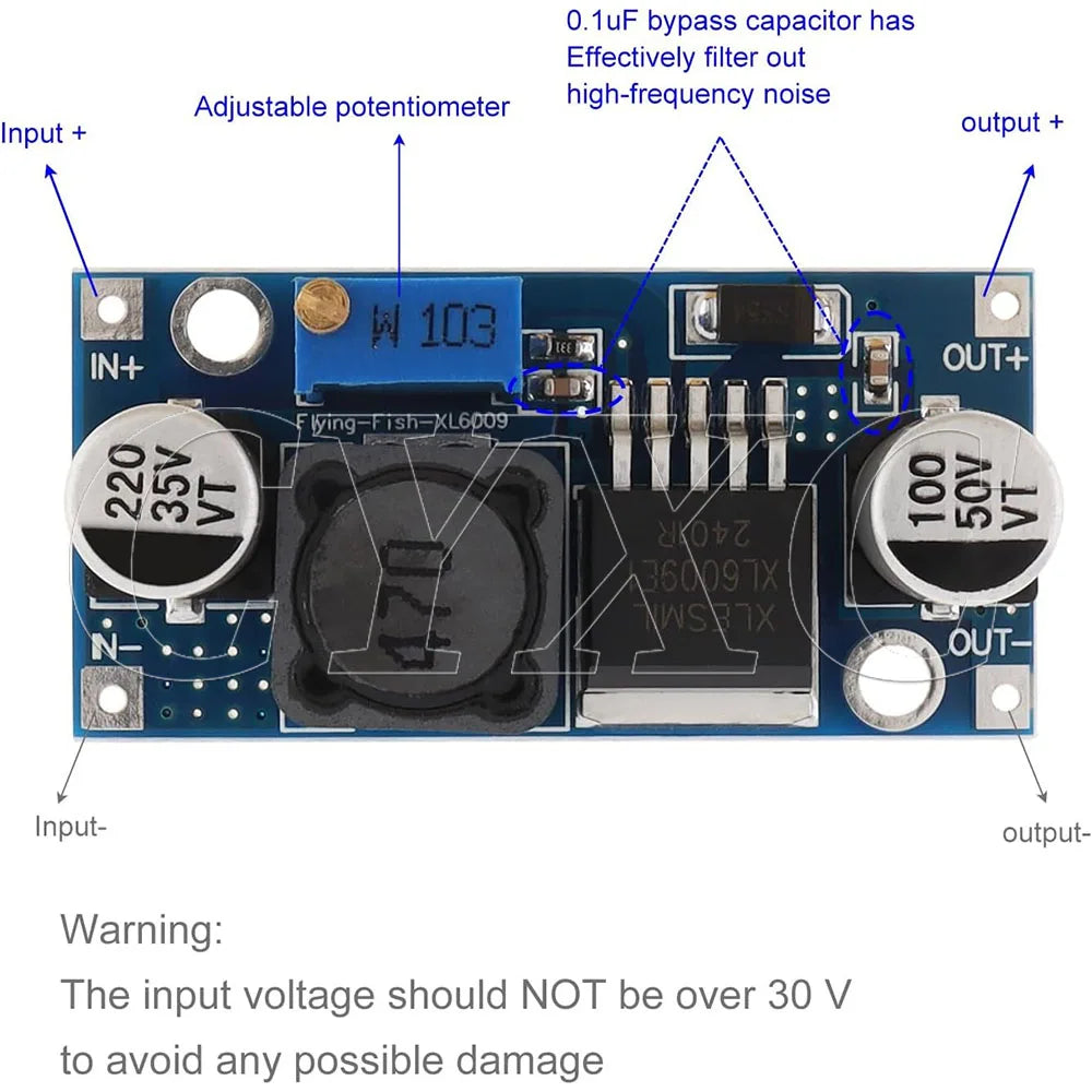 1-20PCS XL6009 4A Boost Converter Step Up Adjustable 15W 5-32V to 5-50V DC-DC Power Supply Module LM2577 Step-up Module