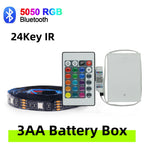 3AA Battery Powered LED Strip Lights 5050 RGB 1M 2M 3M 4M 5M Adhesive Tape Ribbon Lights Bluetooth TV Backlight Background Light