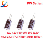 10PCS Nichicon PW Electrolytic capacitors 10V 16V 25V 35V 50V 63V 100V 10UF 22UF 47UF 100UF 220UF 470UF 820UF 1000UF 1200UF NEW
