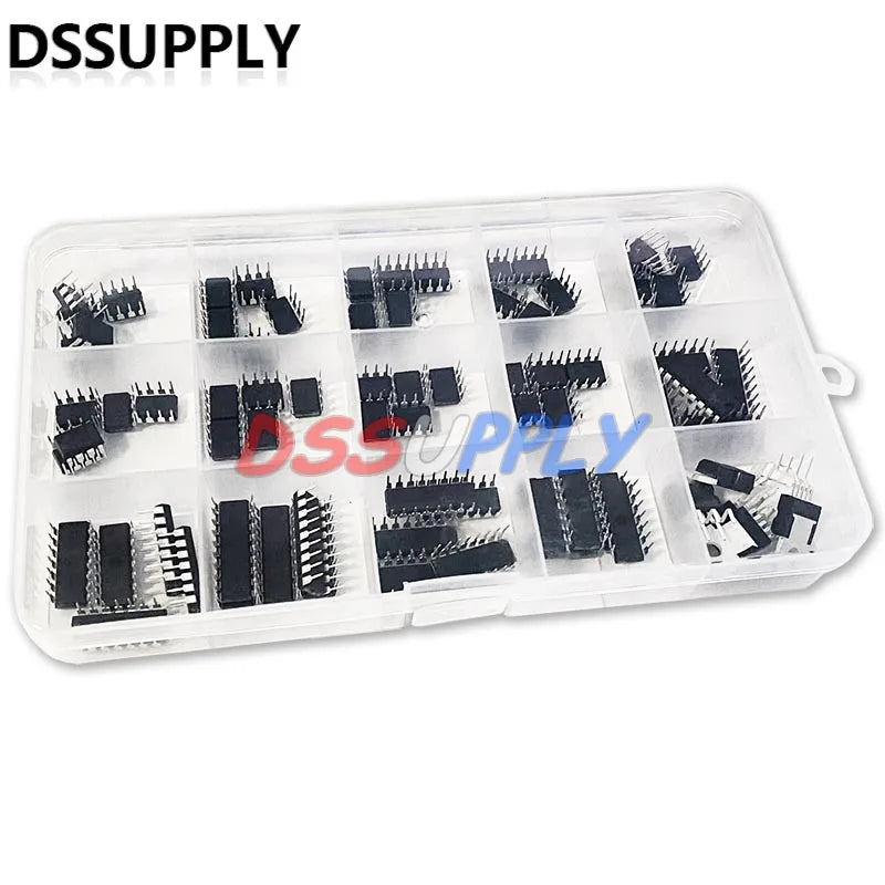 75PCS/LOT Integrated Circuit IC DIP Kit Box LM358P LM386 LM339 ULN2003 NE555P NE555 MC34063 TL494 ULN2803 LM324 TDA2030 TDA2822