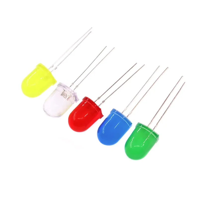 250PCS F10 10MM LED Lamp Bead Red Blue Green Yellow White RGB Flashing Slow Flash Diode Round Head Light