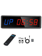 Seesii Timer 1.5" Digital Countdown Clock Stopwatch With Remote LED Interval Timer Clock For Home Gym Fitness Crossfit Equipment
