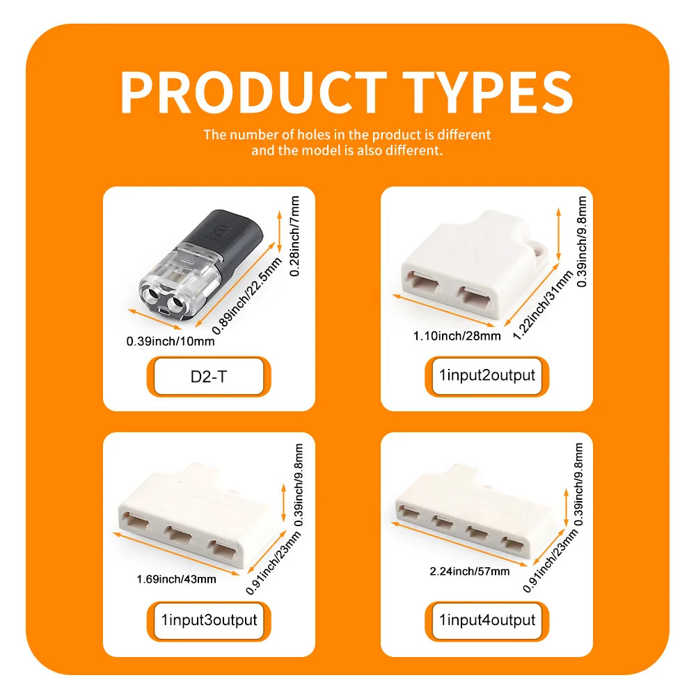 Wire Connector Set Splitter Box With Connector for Audio Auto Moto Lighting System 22-18AWG Led Strip Wire Cable Junction Box