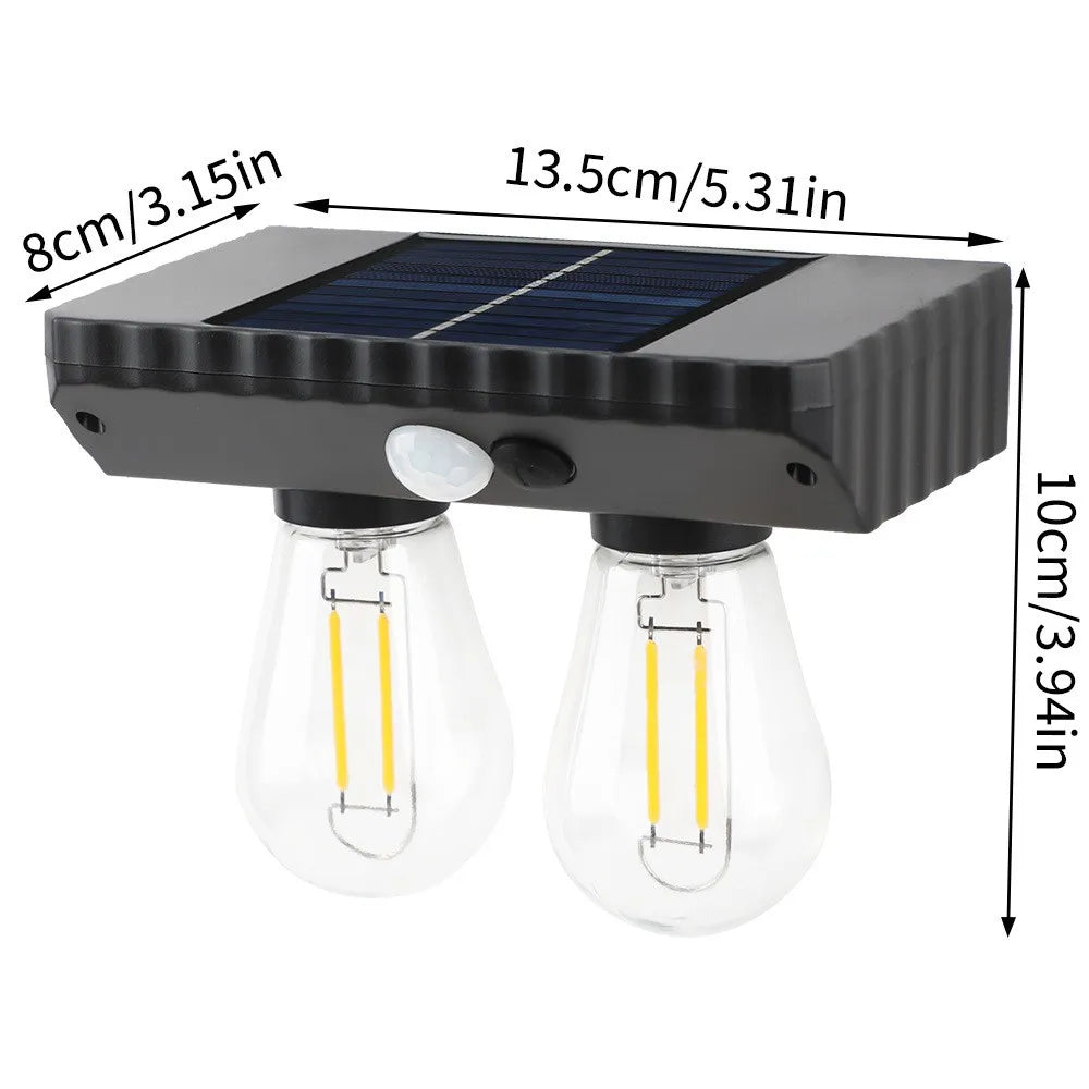 Solar Wall Lights Outdoor with 3 Lighting Modes & Motion Sensor, Solar Porch Light with 2 Bulbs, Waterproof Solar Wall Sconce