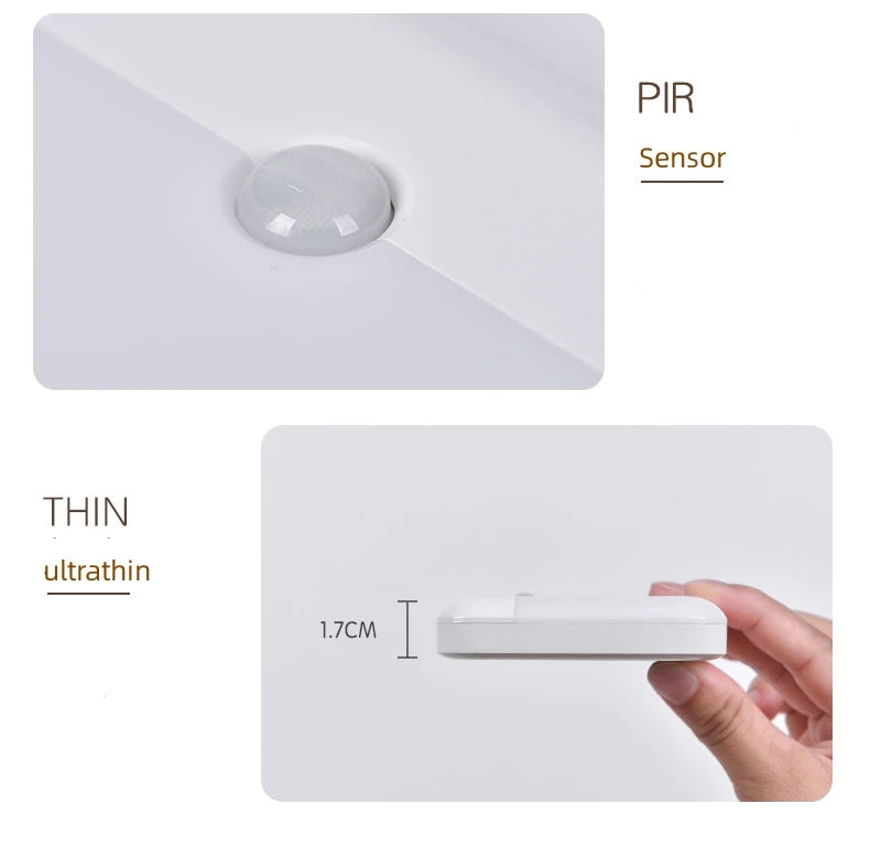 Motion Sensor Led Light Usb Charging Square Lamp for Bedroom Kitchen Stair Hallway Wardrobe Cupboard Lighting