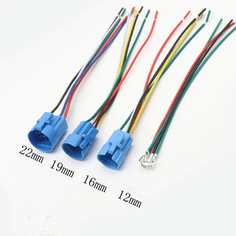 High Head 12/16/19/22mm Black Shell Car Dashboard Waterproof Metal Button Switch LED 12V/24V/220V Self-locking Fixed Momentary