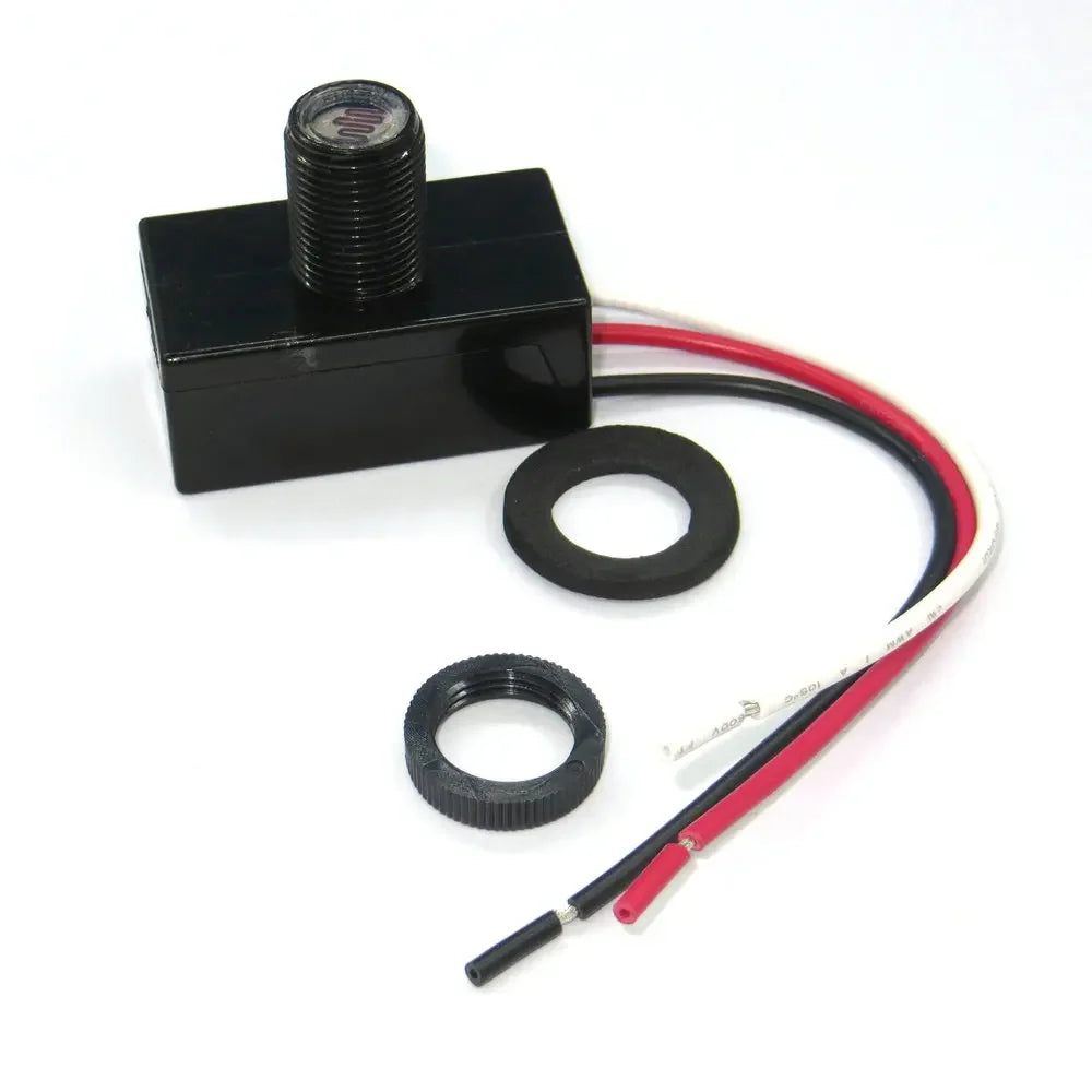 24V Automatic Dusk to Dawn Photocell Photo Control Light Sensor Switch for Hardwire Outdoor Lamp Posts, Black