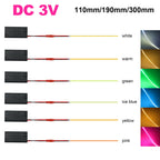 3V 110mm 190mm 300mm LED COB Filament Flexible Battery Lamp White Green Ice Blue Pink Retro Edison Bulb Parts LED Diode Decor