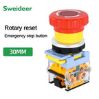 30mm Emergency Stop Button Switch with Light Mushroom Emergency Stop Power Switch Control Electrical Starter Switch 220V 10A NC
