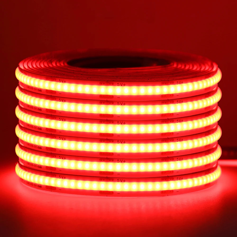 5V USB 3MM 5MM PCB COB LED Strip Light White/Red/Green/Pink/Ice Blue/Yellow TV Backlights DC5V 320Led Flex Night Lamp Home Decor